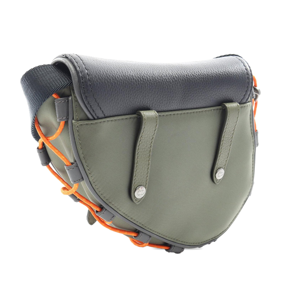 Dior Sacai Technical Fabric and Grained Calfskin Saddle Bag — Green