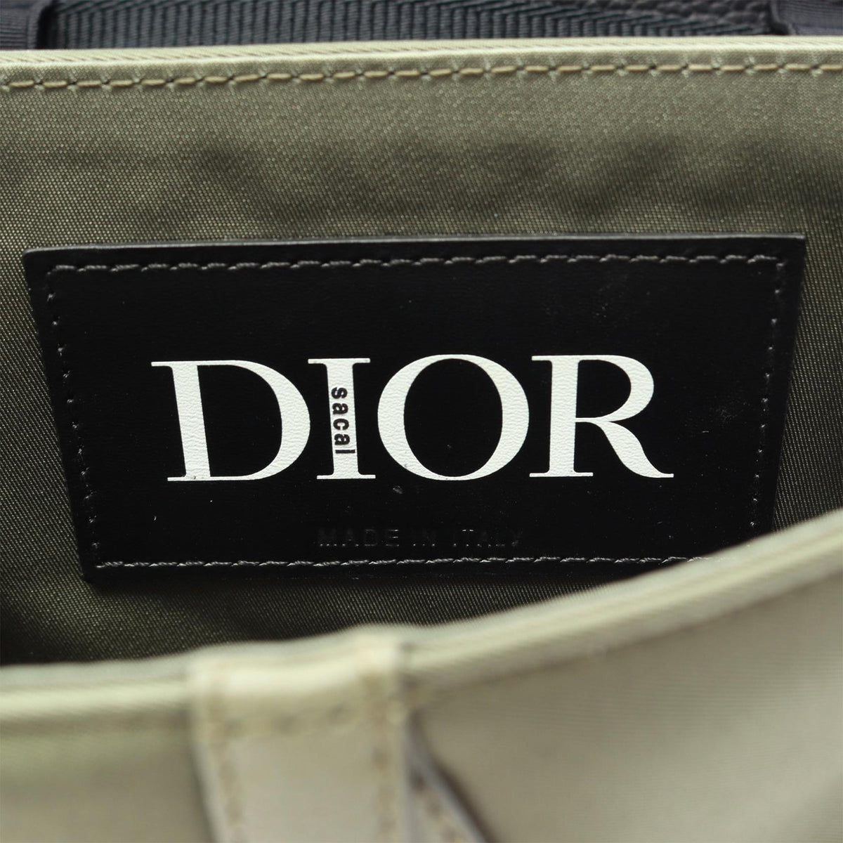 Dior Sacai Technical Fabric and Grained Calfskin Saddle Bag — Green