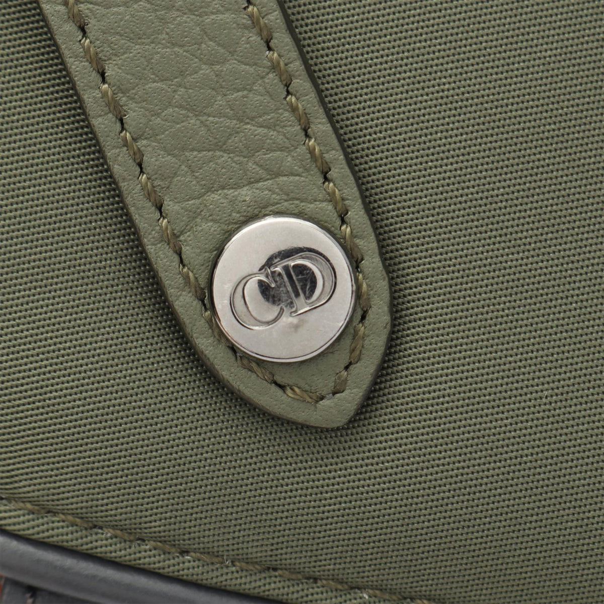Dior Sacai Technical Fabric and Grained Calfskin Saddle Bag — Green