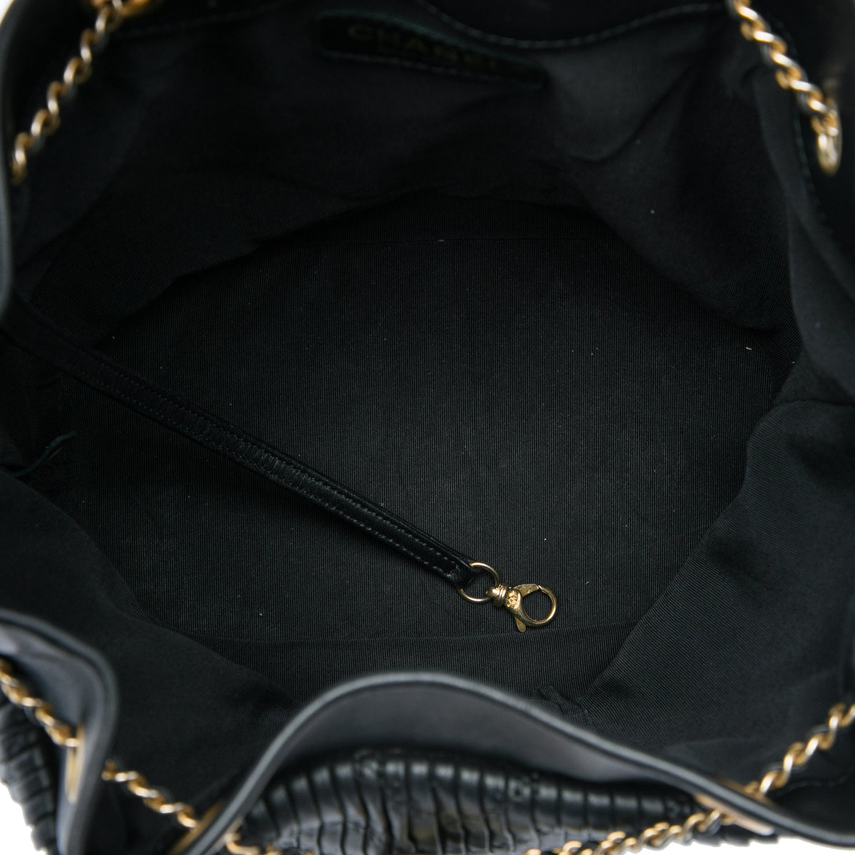 Chanel Medium Crumpled Calfskin Coco Pleats Drawstring Bucket Bag