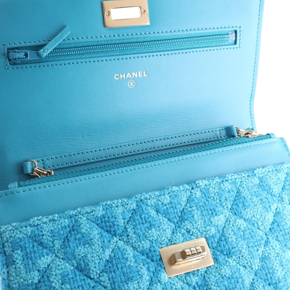 Chanel Quilted Tweed Reissue 2.55 Wallet On Chain