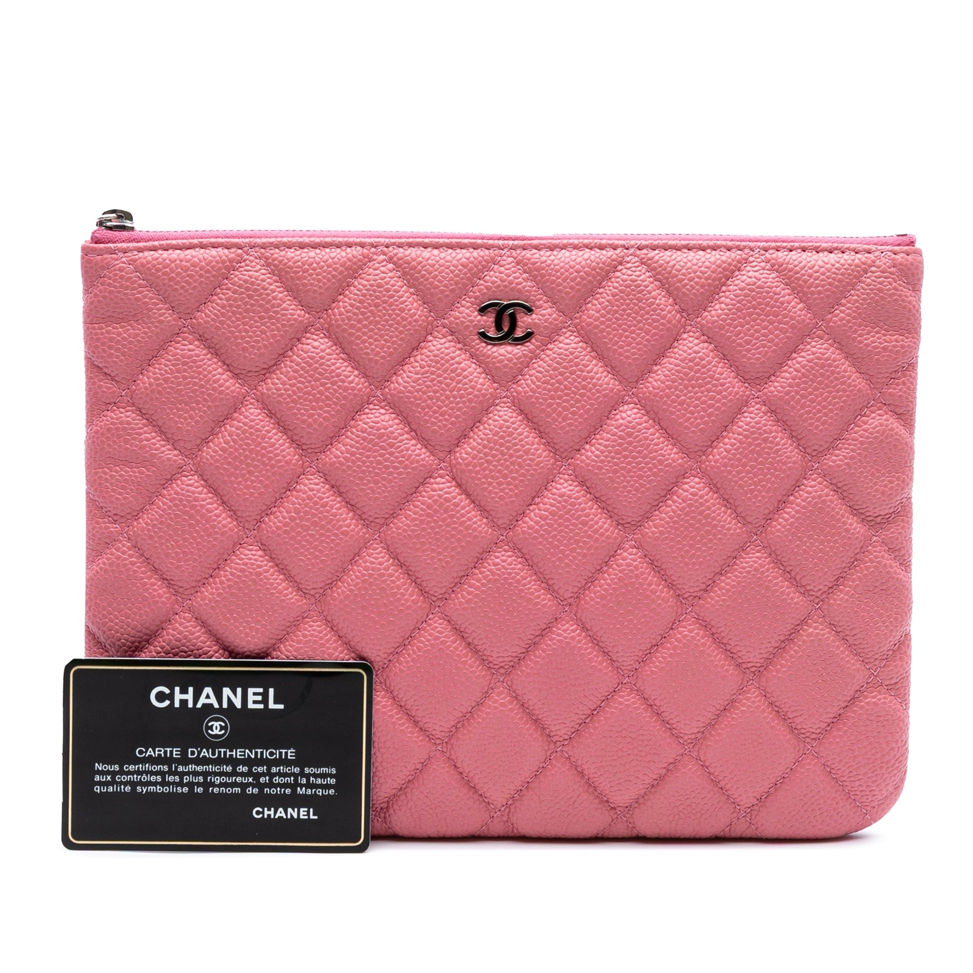 Chanel Small Quilted Caviar O Case Clutch