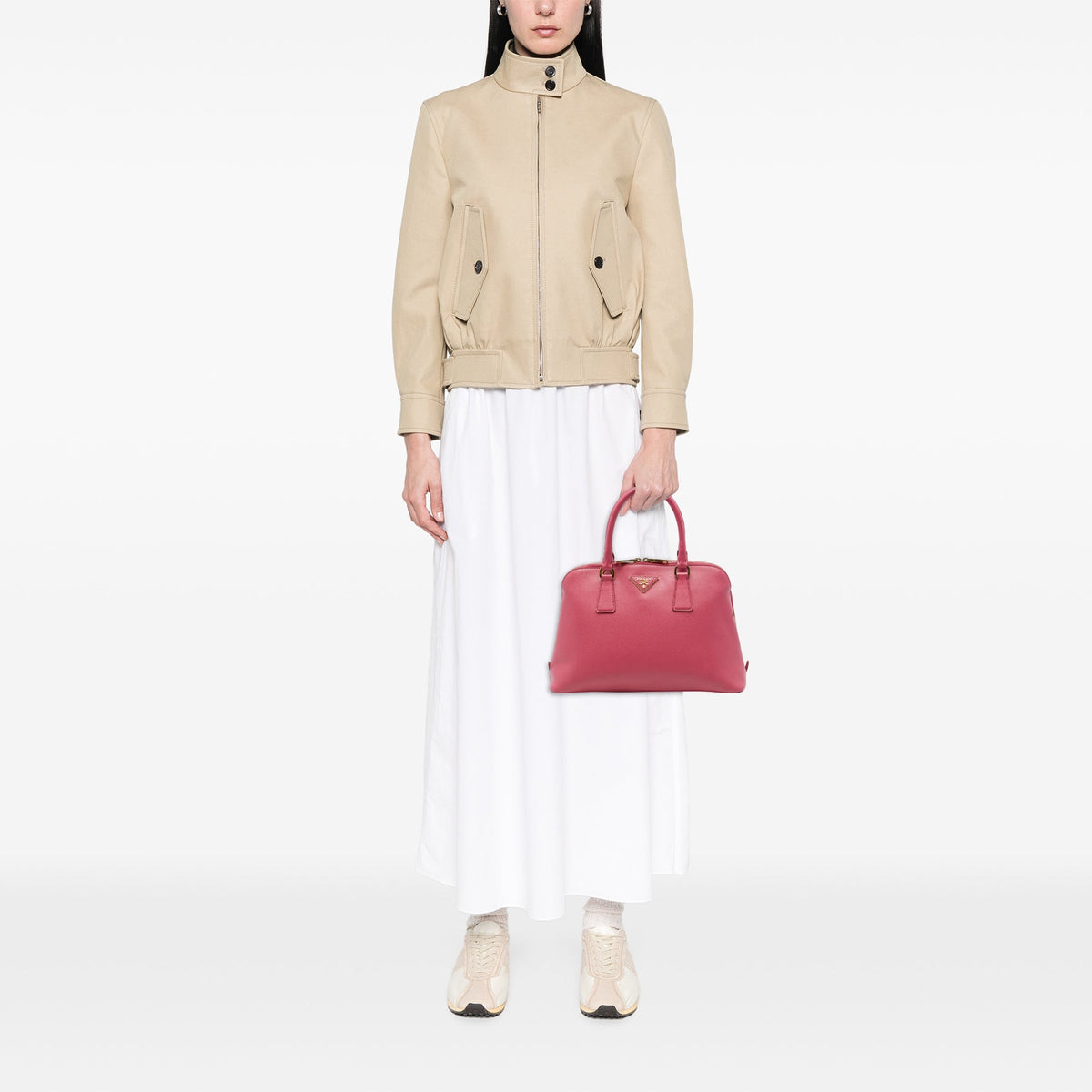 Prada Medium Saffiano Lux Promenade Satchel — Pink