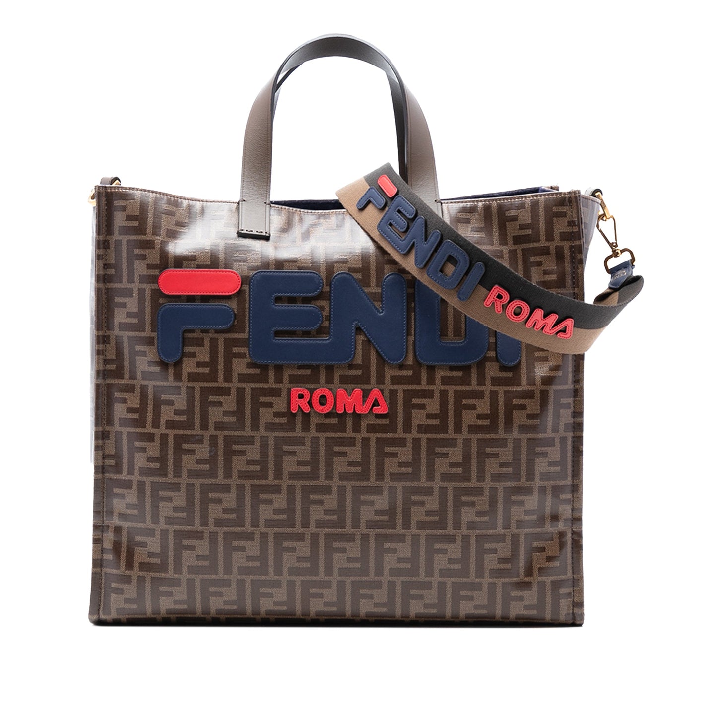 Fendi FILA Glazed Fabric FF 1974 Mania Shopping Tote