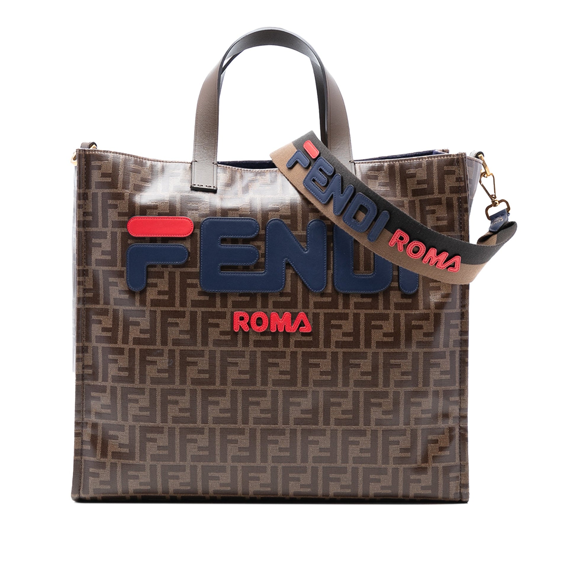 Fendi FILA Glazed Fabric FF 1974 Mania Shopping Tote