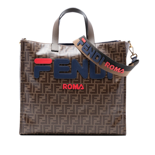 Fendi FILA Glazed Fabric FF 1974 Mania Shopping Tote