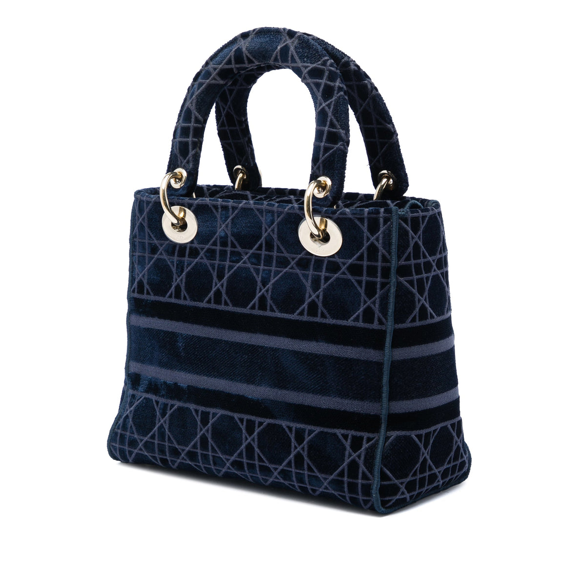 Dior Medium Velvet Cannage Lady D Lite — Blue