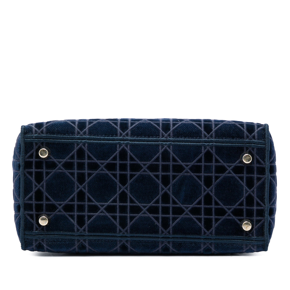 Dior Medium Velvet Cannage Lady D Lite — Blue