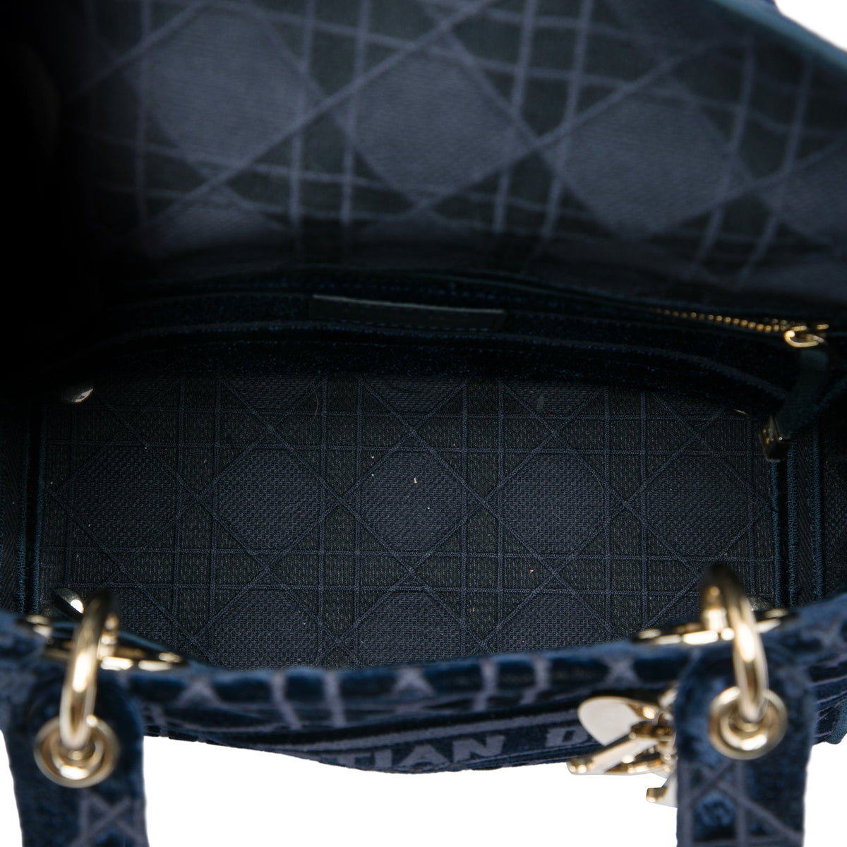 Dior Medium Velvet Cannage Lady D Lite — Blue