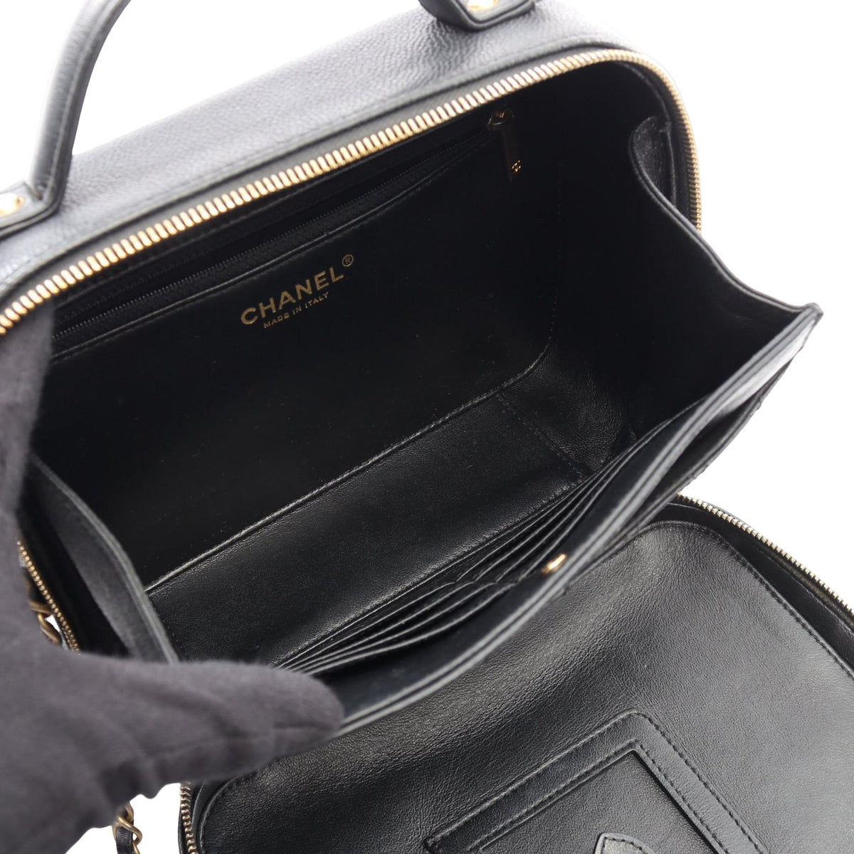 Chanel Mini Caviar CC Filigree Vanity Case