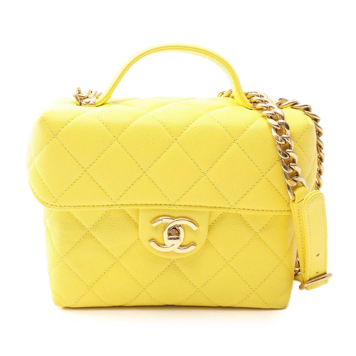 Chanel Quilted Caviar Handy Box Vanity Case with Chain