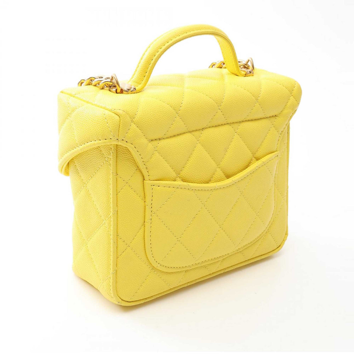 Chanel Quilted Caviar Handy Box Vanity Case with Chain