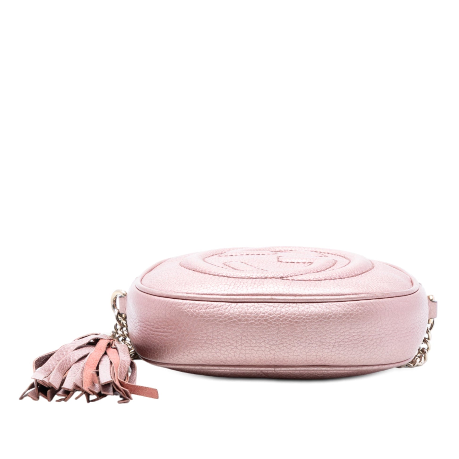 Gucci Mini Metallic Pebbled Calfskin Soho Chain Crossbody