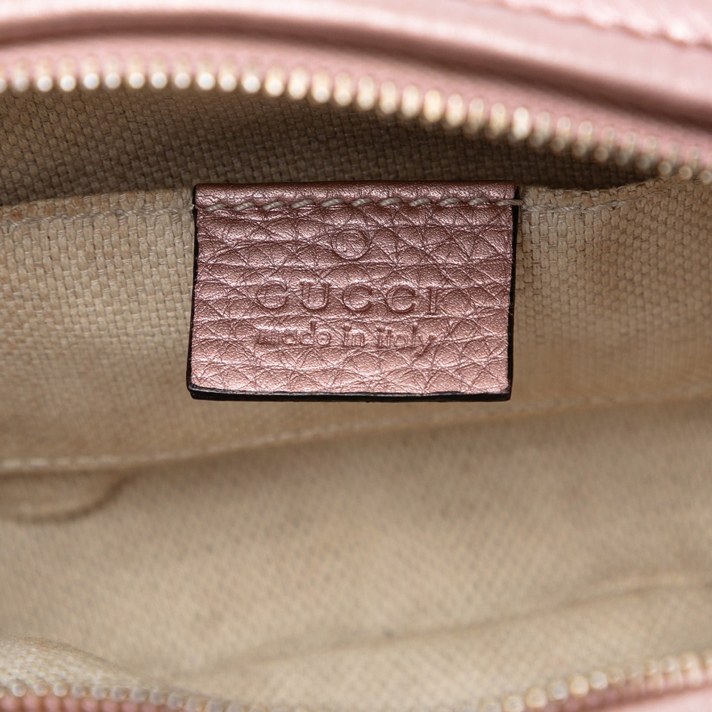 Gucci Mini Metallic Pebbled Calfskin Soho Chain Crossbody