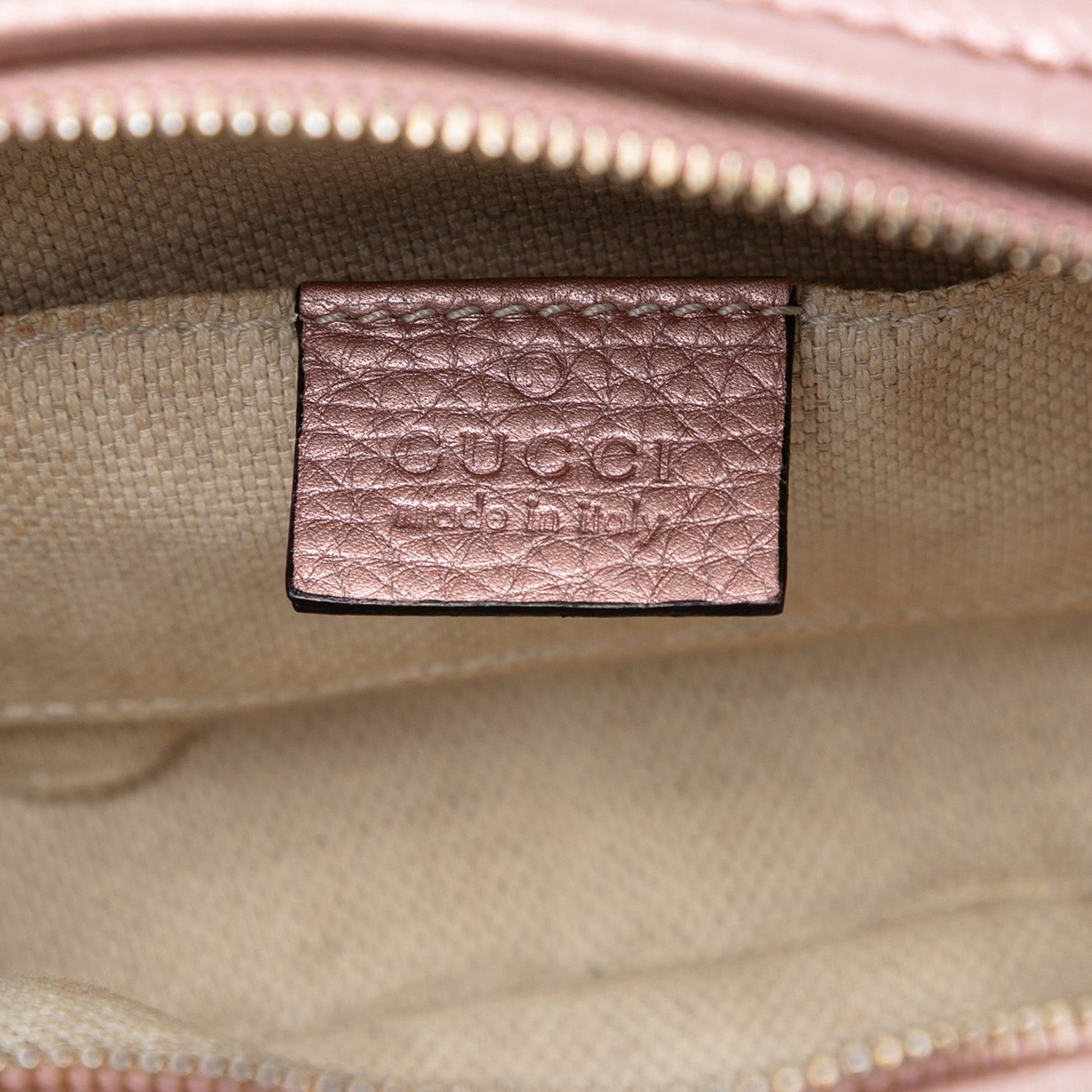 Gucci Mini Metallic Pebbled Calfskin Soho Chain Crossbody
