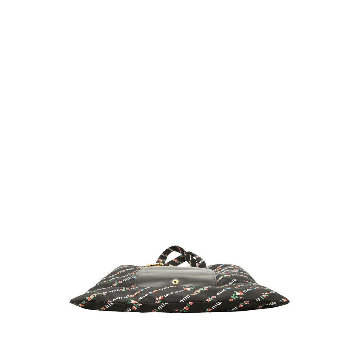 Miu Miu Floral Printed Nylon Faille Foldable Tote — Black