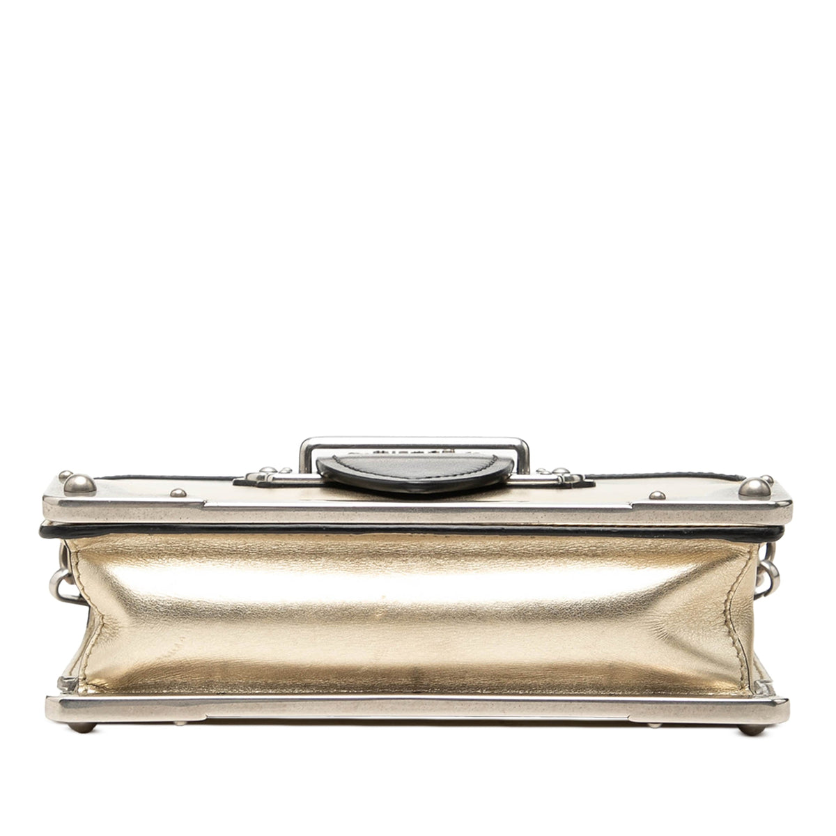 Prada Saffiano Trimmed Metallic Vitello Cahier Bag — Gold