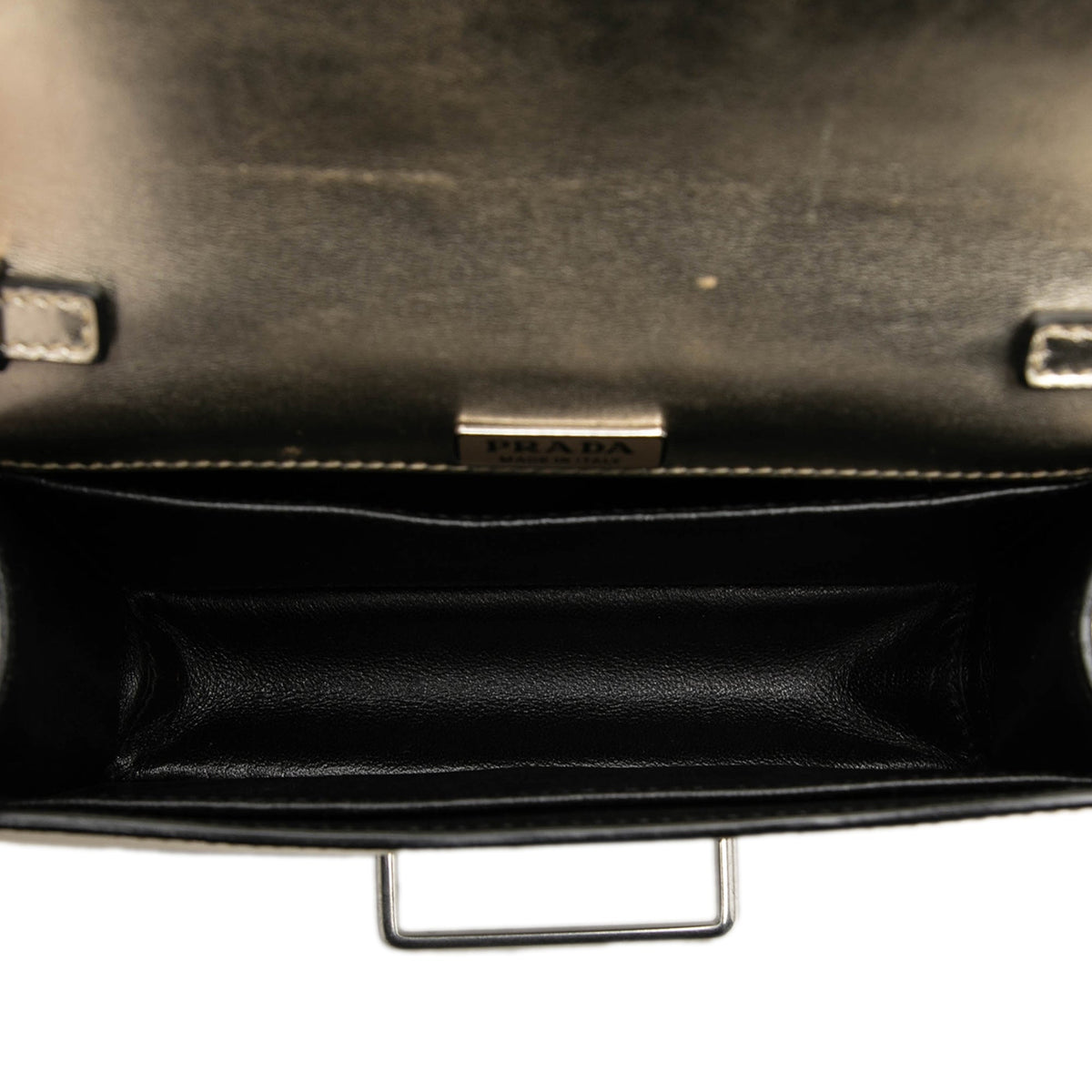 Prada Saffiano Trimmed Metallic Vitello Cahier Bag — Gold