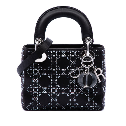 Dior Mini Satin Cannage Strass Crystal Embellished Lady Dior