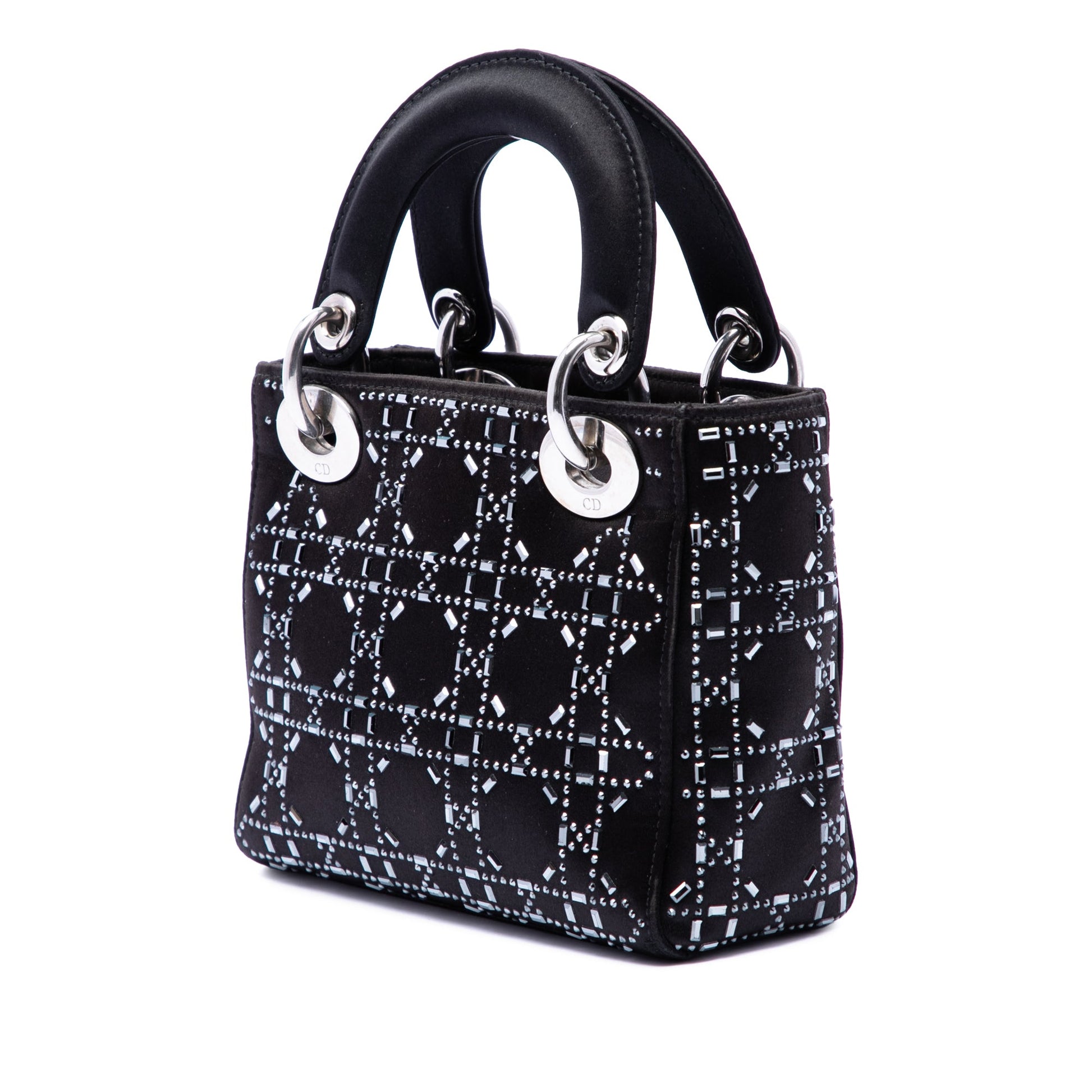Dior Mini Satin Cannage Strass Crystal Embellished Lady Dior