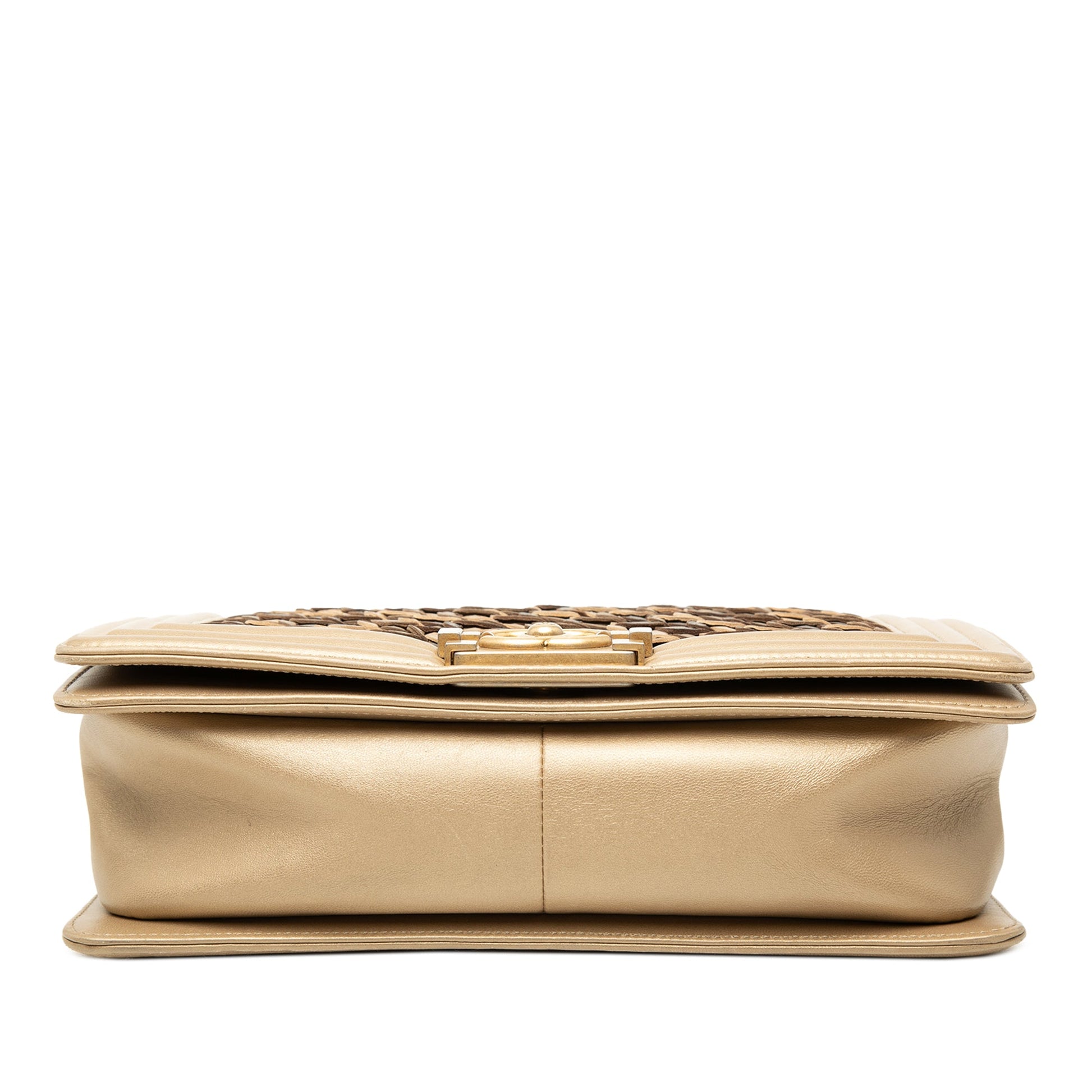 Chanel Old Medium Braided Metallic Lambskin Boy Flap