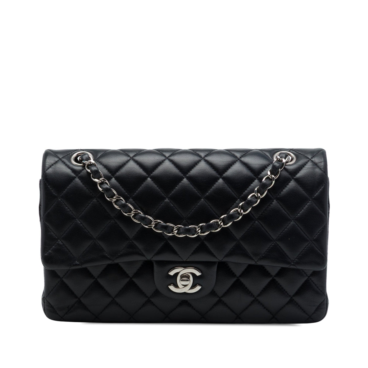 Chanel Medium Classic Lambskin Double Flap — Black