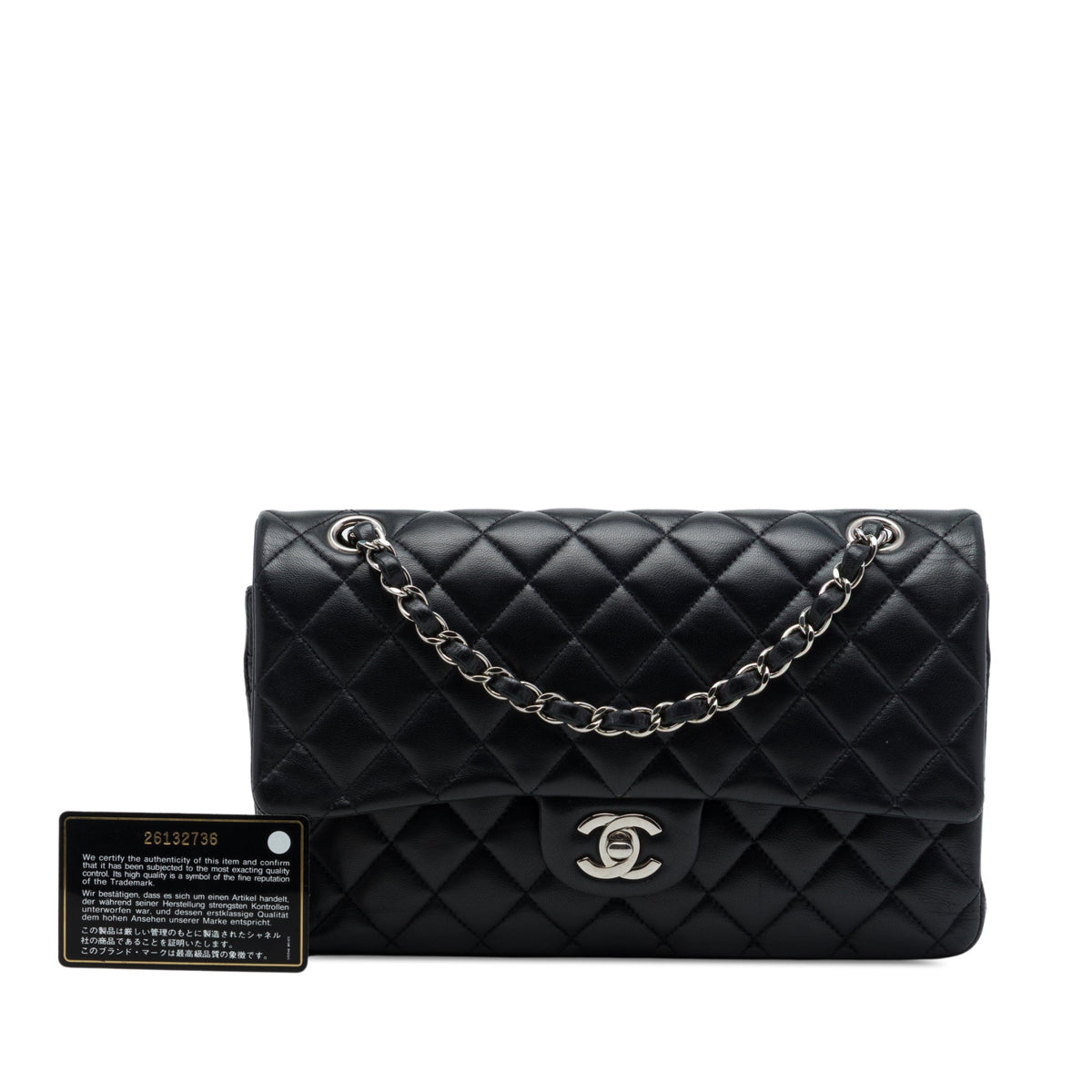 Chanel Medium Classic Lambskin Double Flap — Black