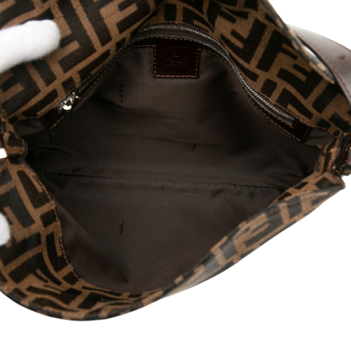Fendi Zucca Canvas Double Flap Shoulder Bag