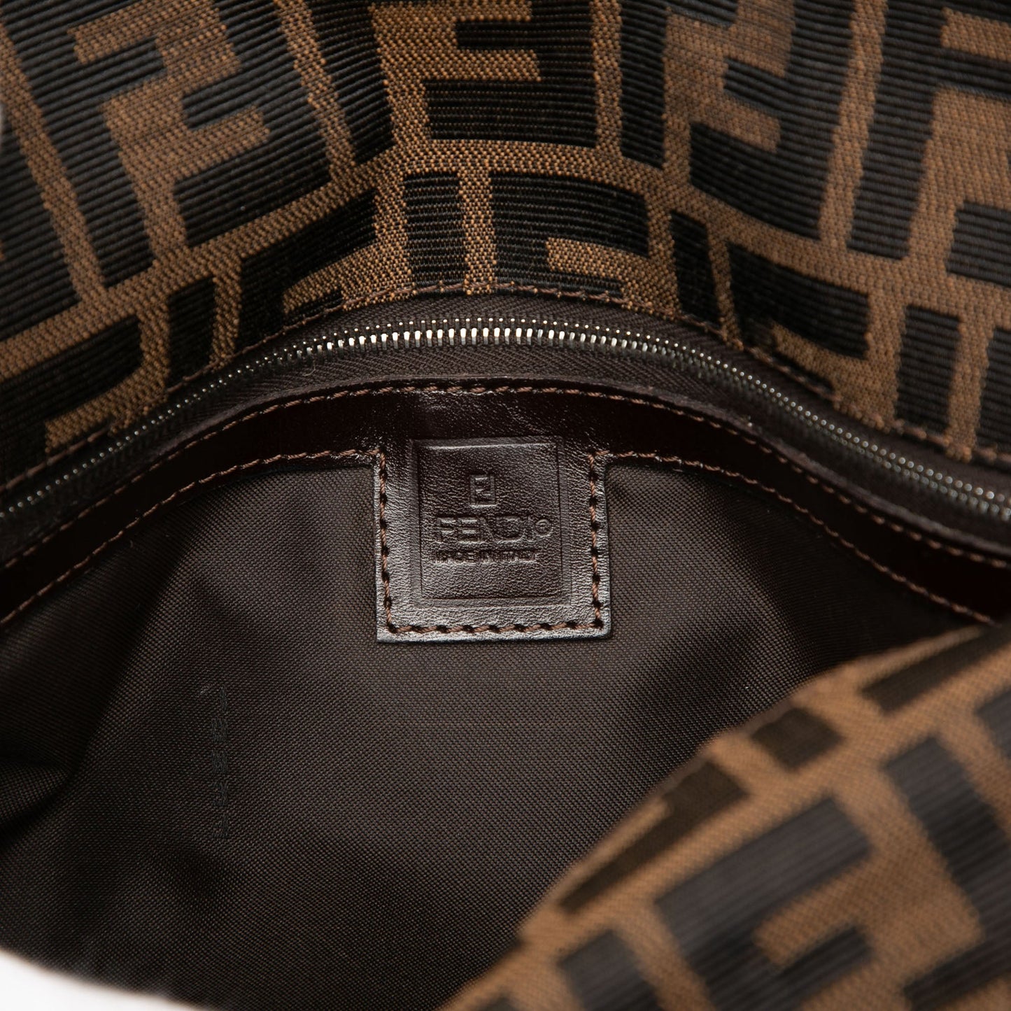 Fendi Zucca Canvas Double Flap Shoulder Bag
