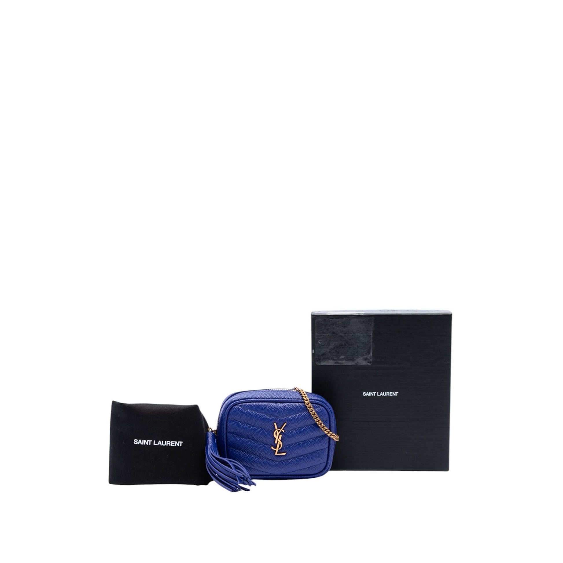 Saint Laurent Baby Chevron Grain De Poudre Monogram Lou Camera Bag