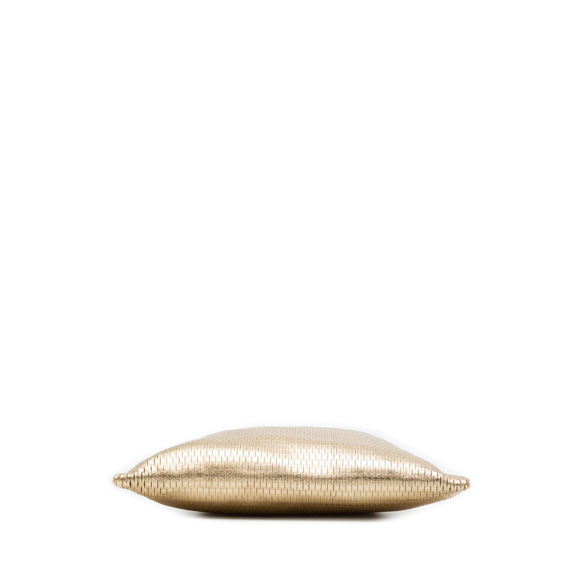 Prada Metallic Calfskin Woven Slit Patterned Handbag — Gold