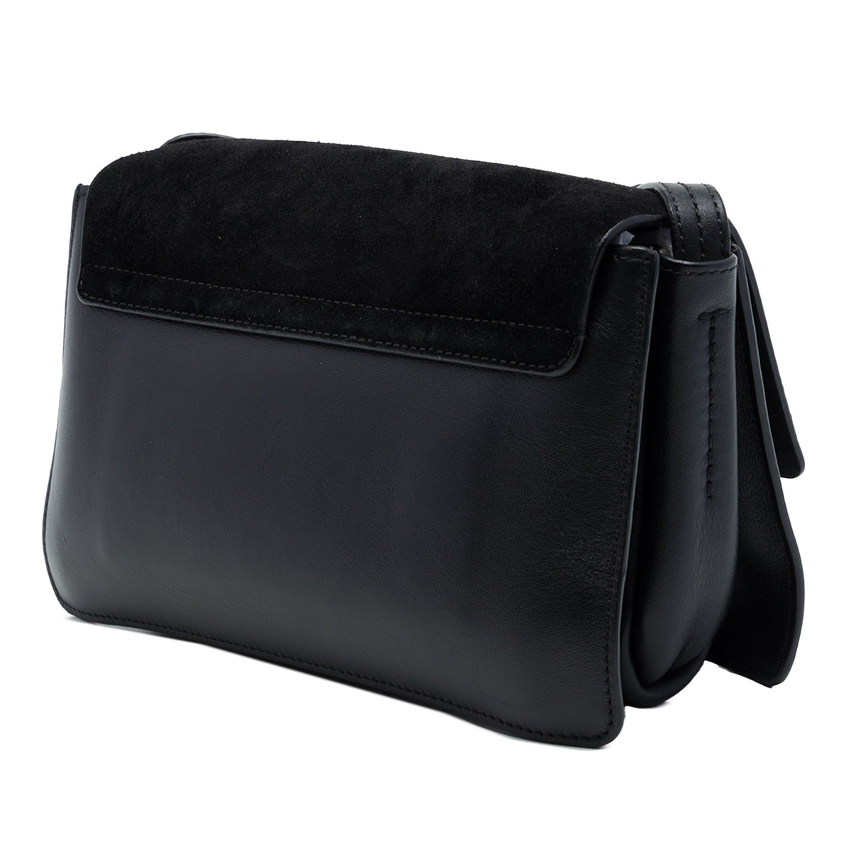 Chloé Small Suede and Calfskin Faye Crossbody — Black