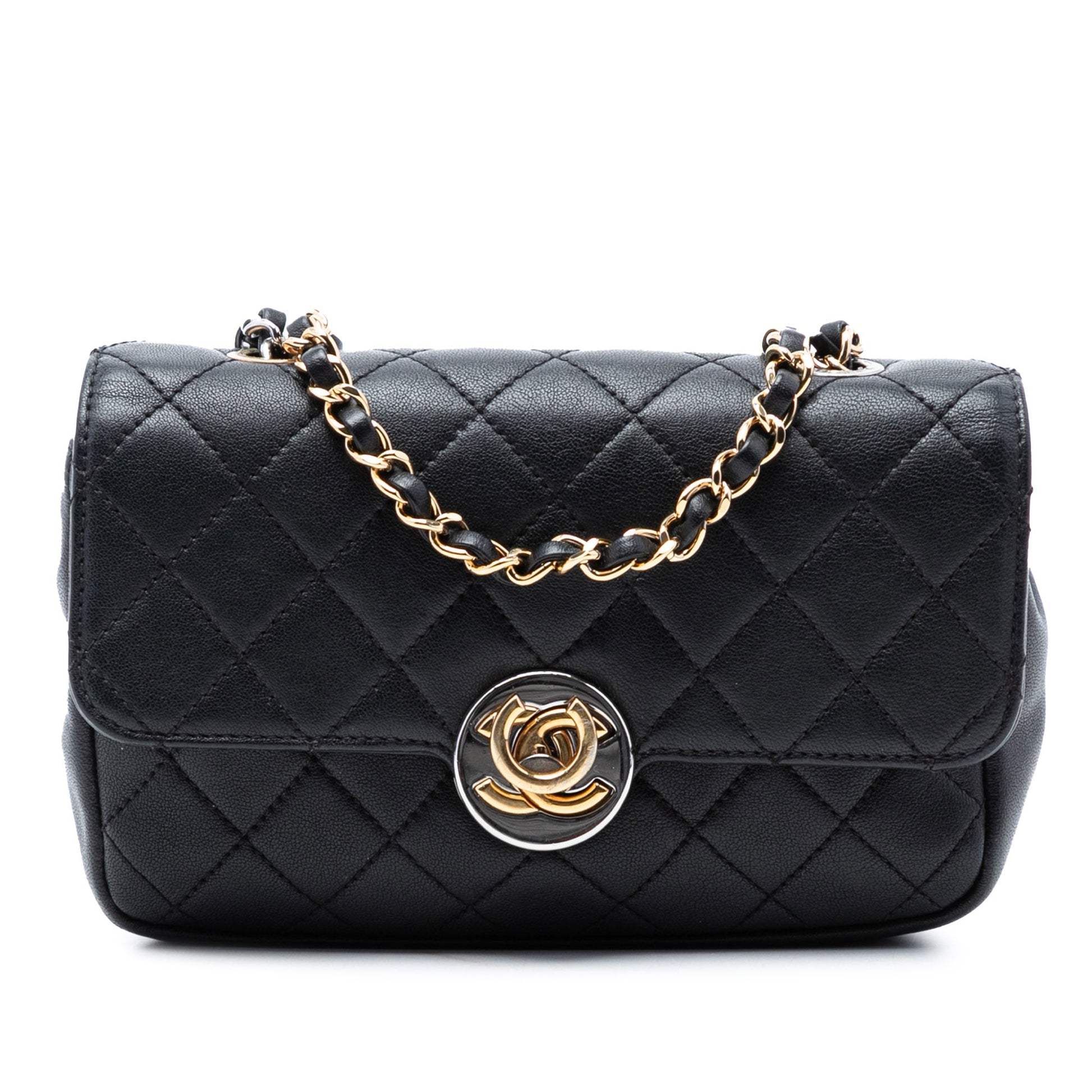 Quilted Lambskin Turn and Lock Flap