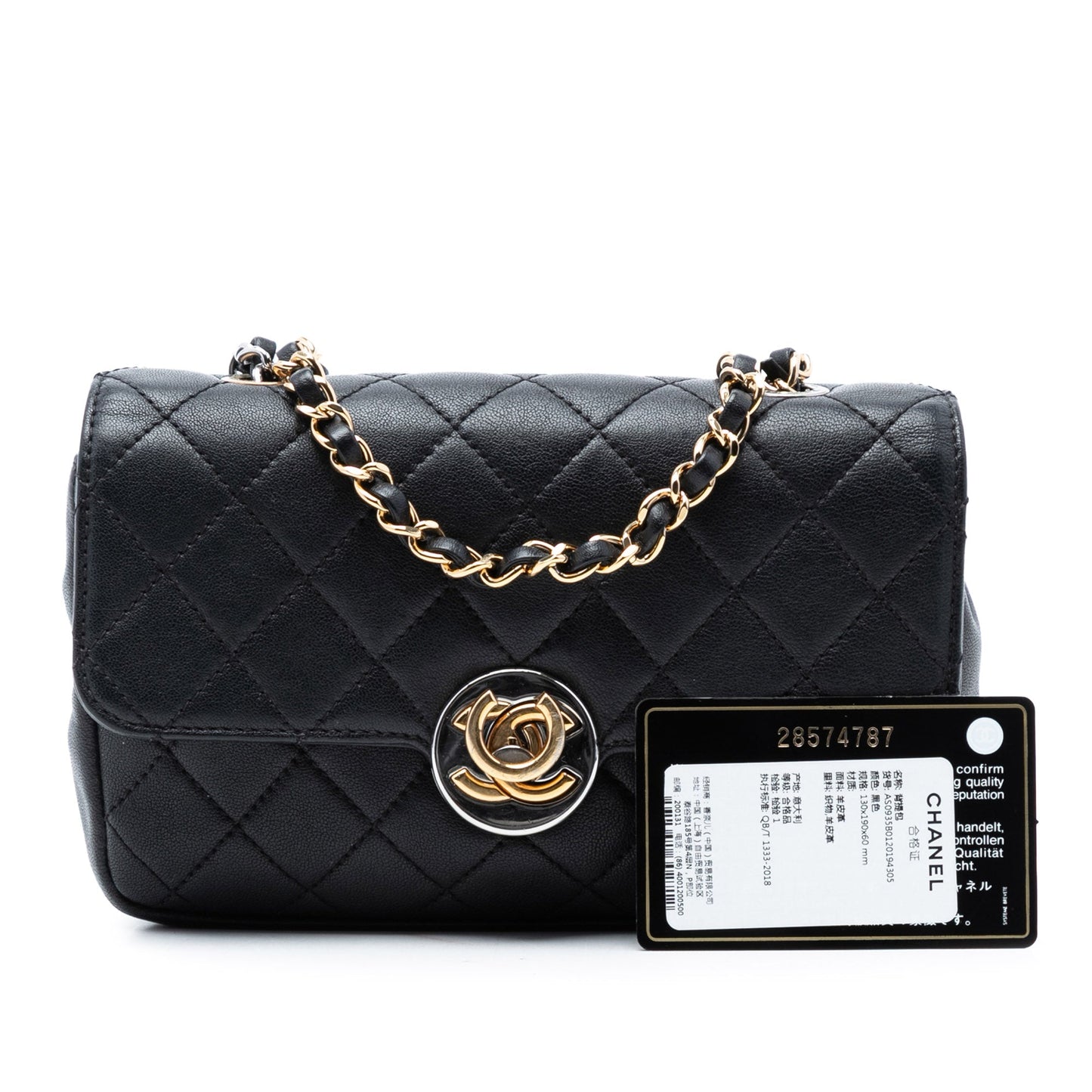 Quilted Lambskin Turn and Lock Flap