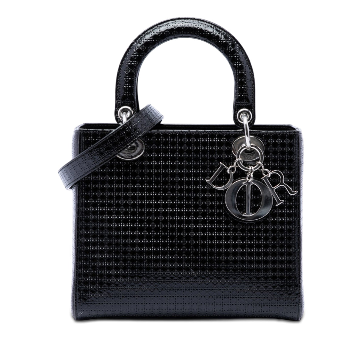 Dior Medium Metallic Patent Microcannage Lady Dior