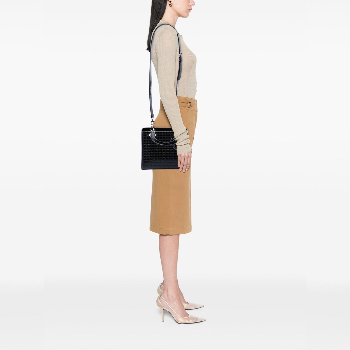Dior Medium Metallic Patent Microcannage Lady Dior