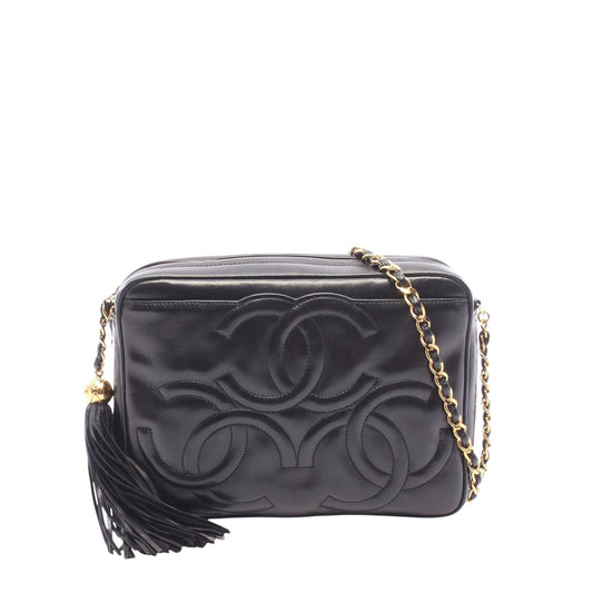 Chanel Lambskin Triple CC Tassel Camera Bag — Black