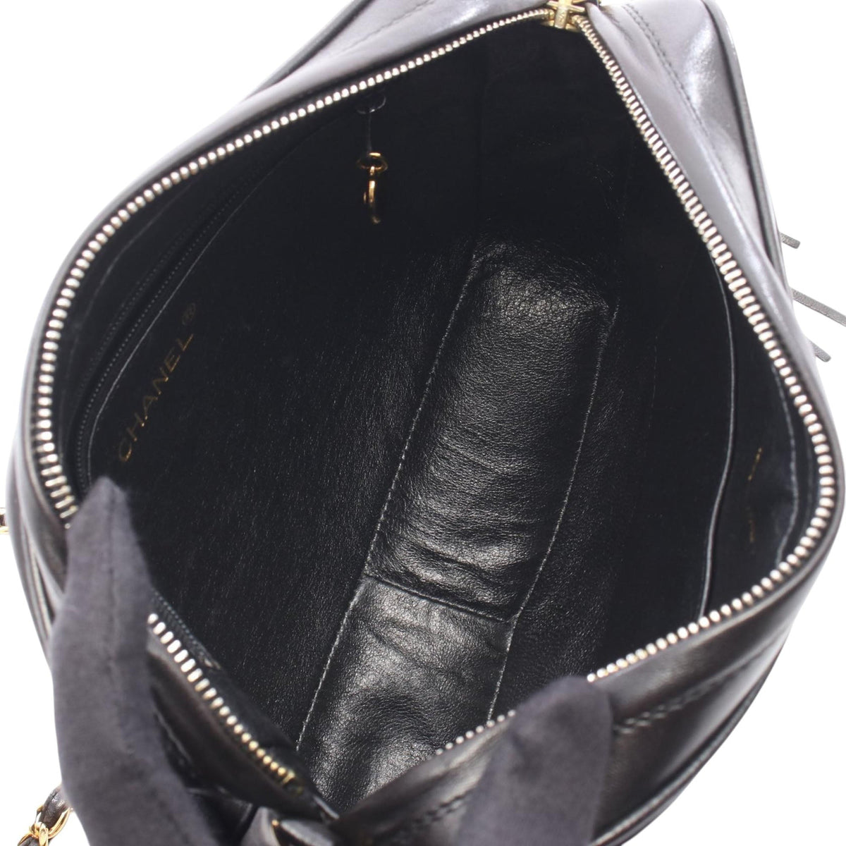 Chanel Lambskin Triple CC Tassel Camera Bag — Black