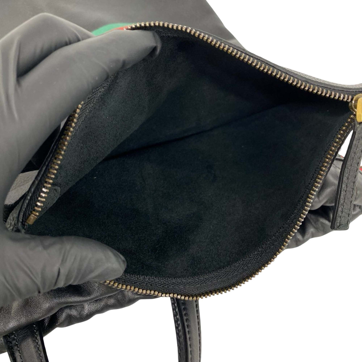 Gucci Grained Calfskin Web Logo Drawstring Backpack