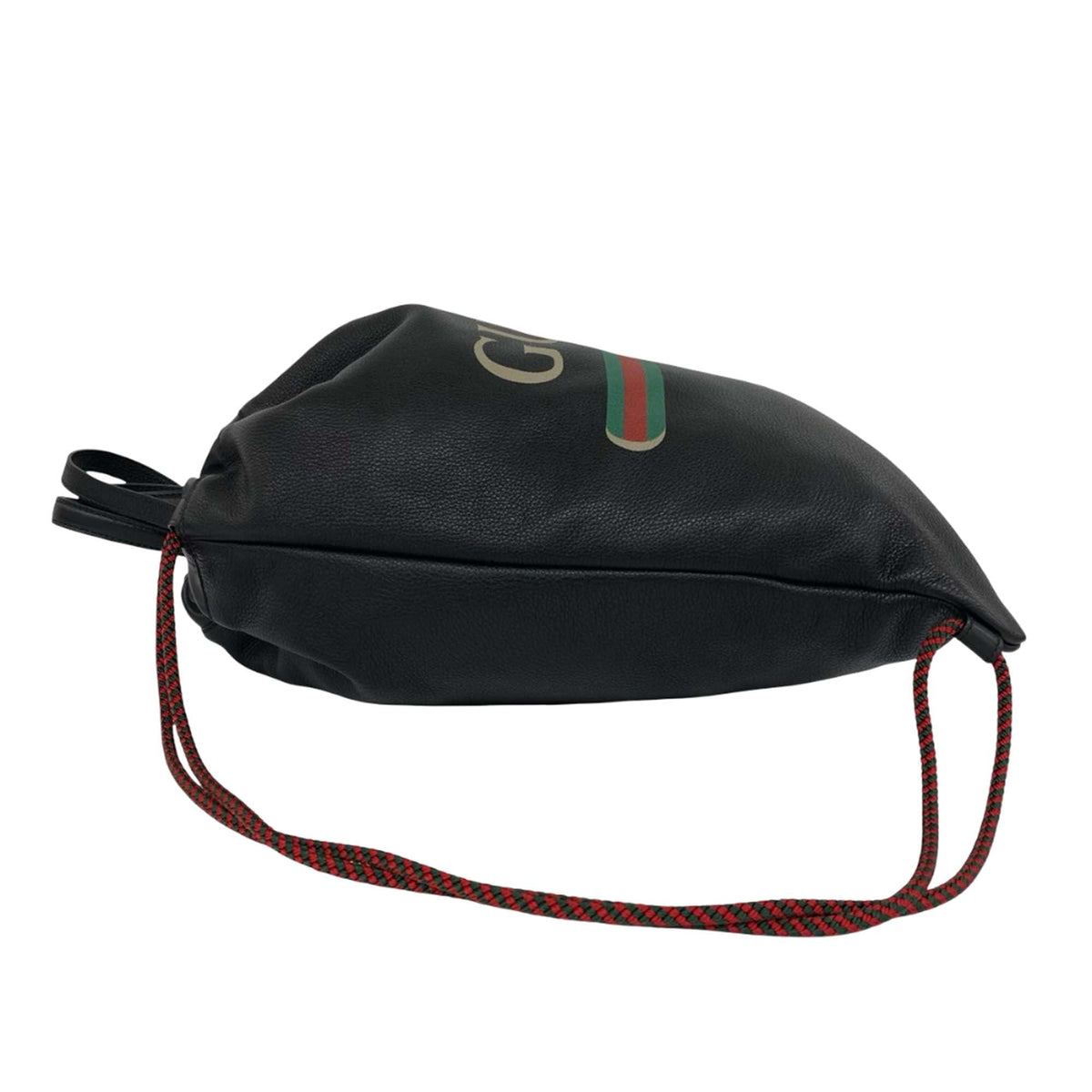 Gucci Grained Calfskin Web Logo Drawstring Backpack