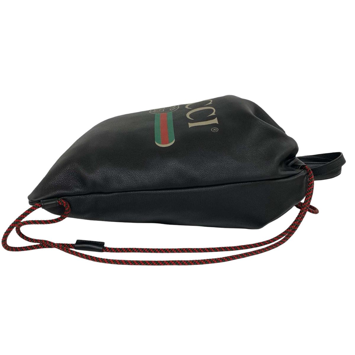 Gucci Grained Calfskin Web Logo Drawstring Backpack