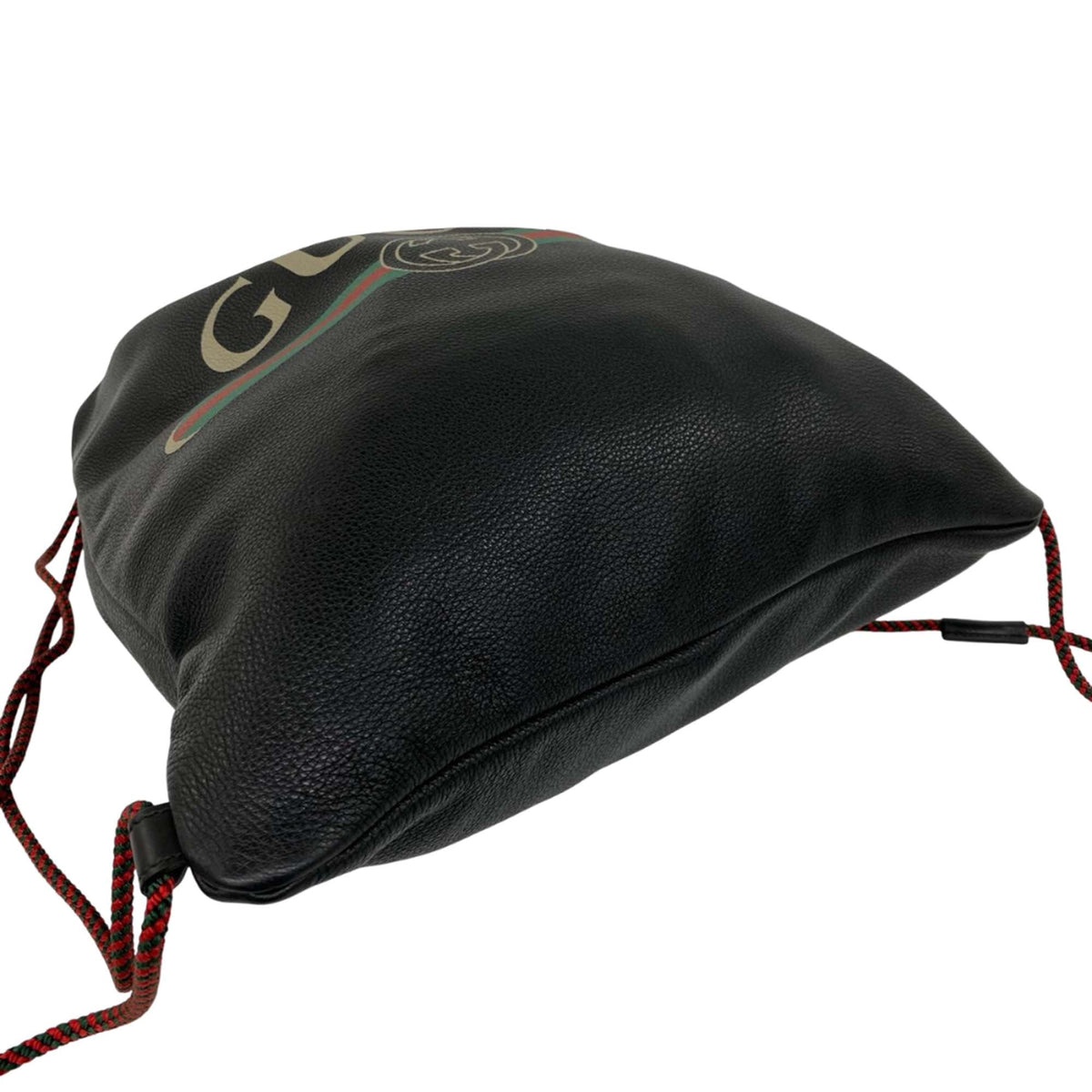 Gucci Grained Calfskin Web Logo Drawstring Backpack