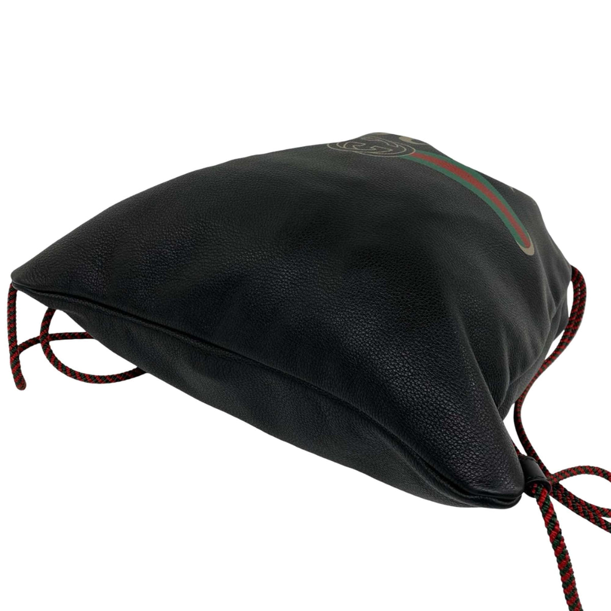 Gucci Grained Calfskin Web Logo Drawstring Backpack