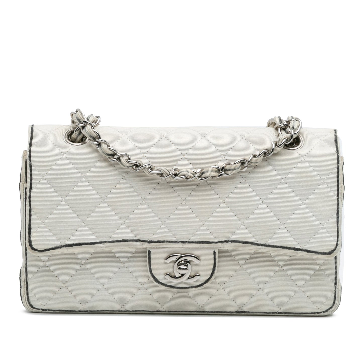 Chanel Medium Classic Printed Grosgrain Double Flap