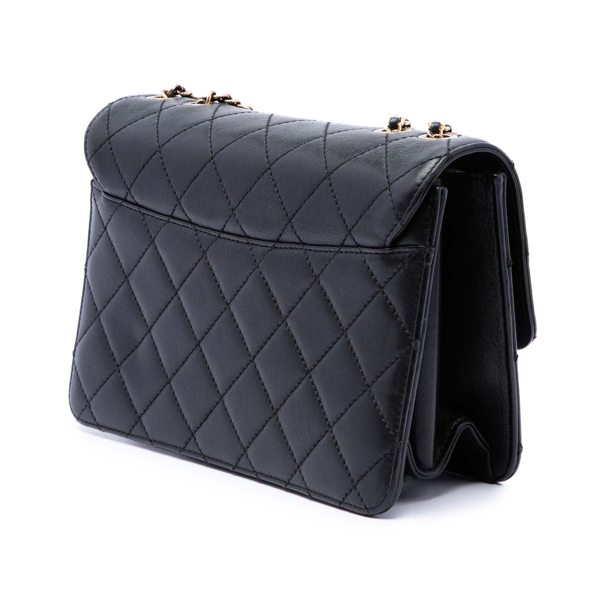 Chanel Medium Quilted Sheepskin Beauty Lock Flap — Black