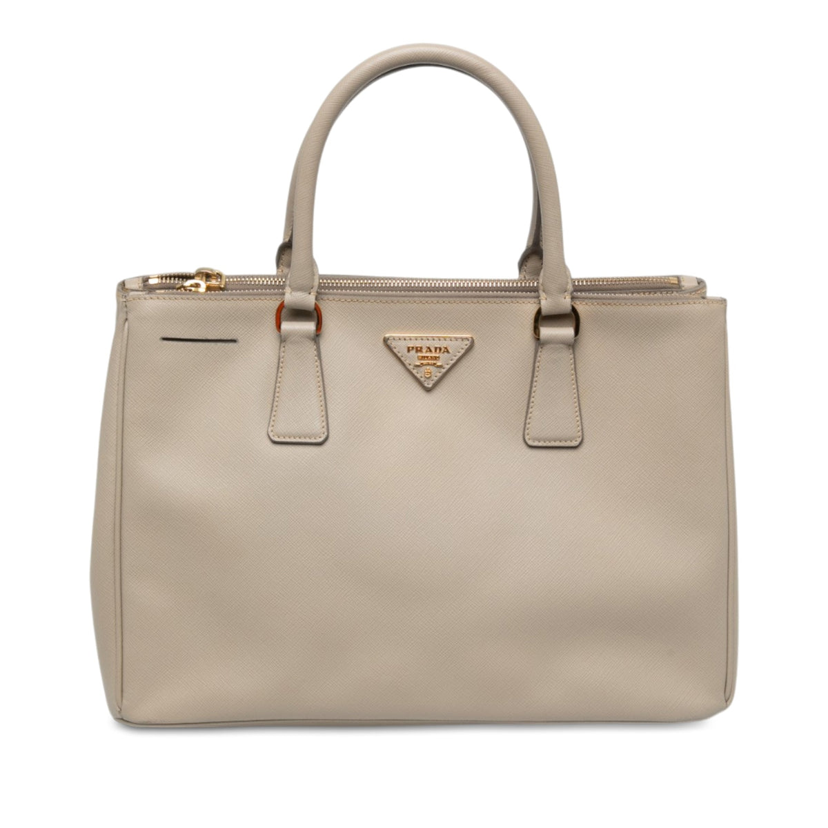 Prada Medium Saffiano Lux Galleria Double Zip Satchel — Gray