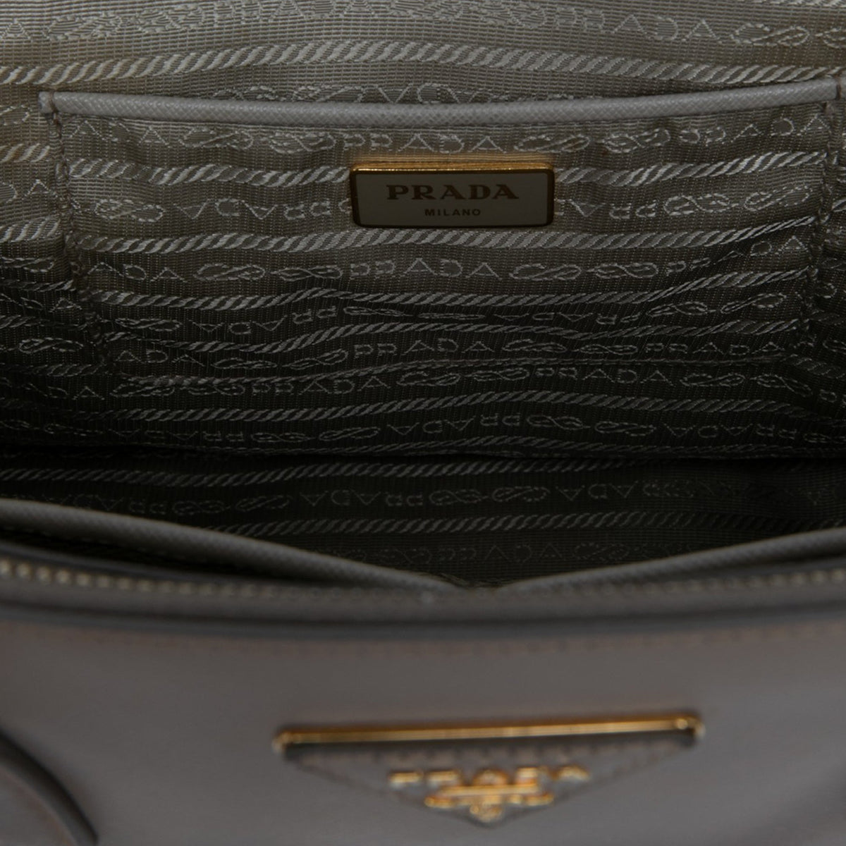 Prada Medium Saffiano Lux Galleria Double Zip Satchel — Gray