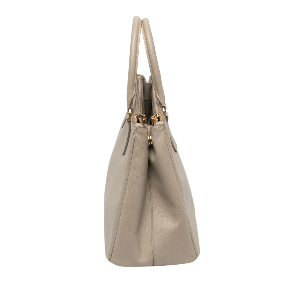 Prada Medium Saffiano Lux Galleria Double Zip Satchel — Gray