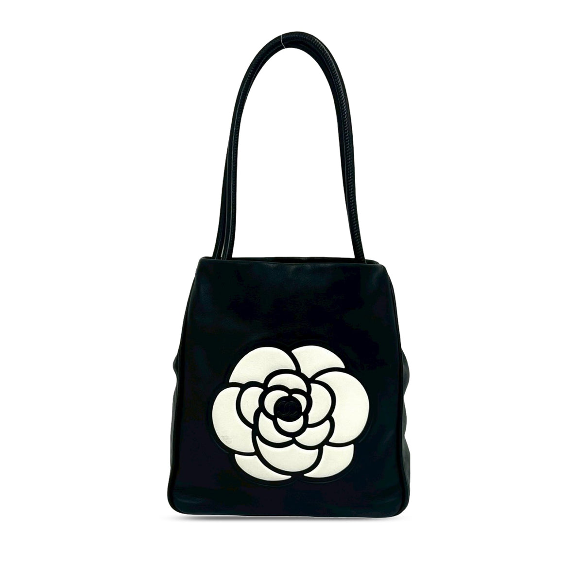 Chanel Lambskin Embossed Camellia Logo Tote
