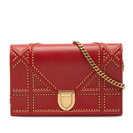 Dior Studded Lambskin Diorama Wallet on Chain